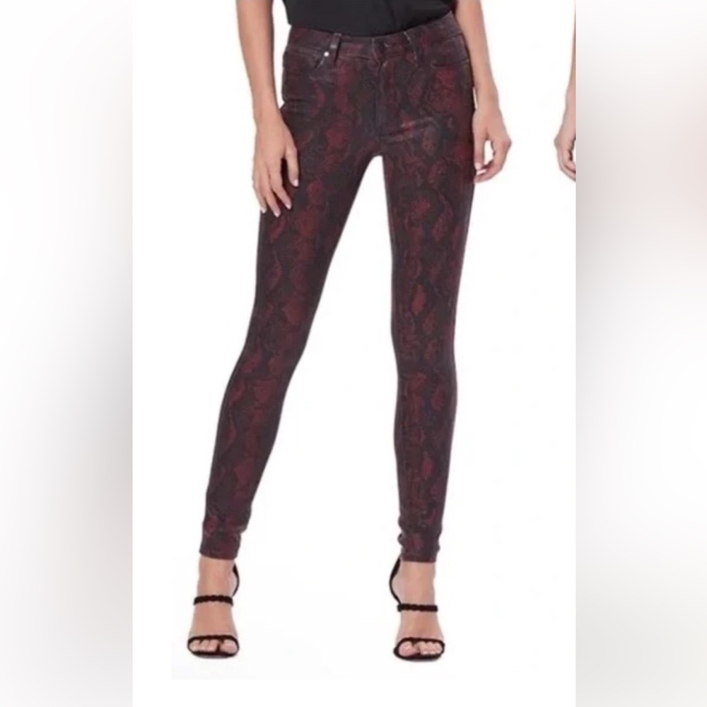 PAIGE Women's Black and Red Patterned Leggings